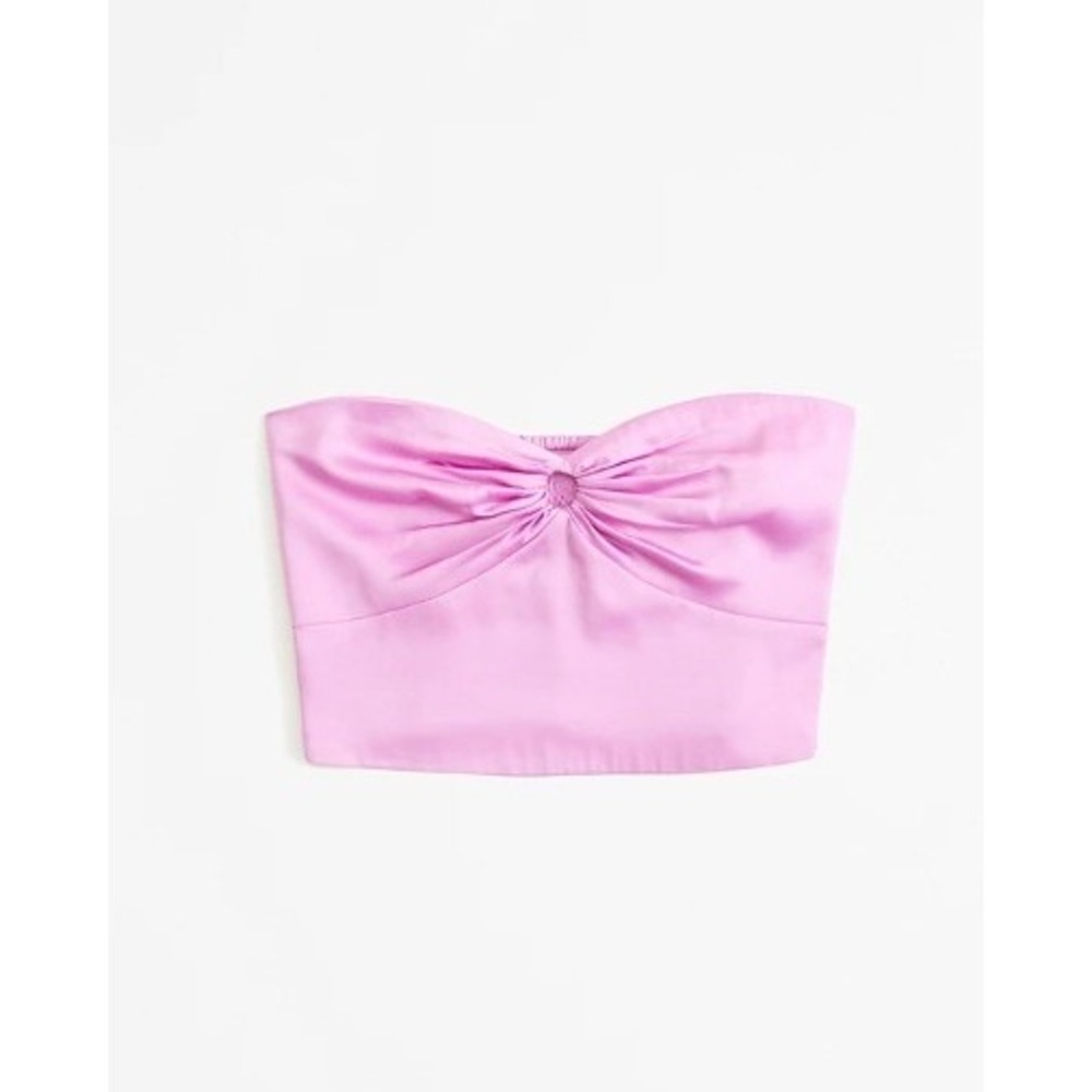 Abercrombie & Fitch Womens Strapless Satin Pink Ruched Back Tube Top Size Large